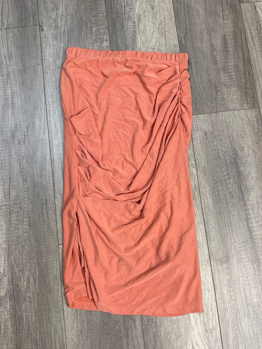 Express Coral Ruched Midi Skirt